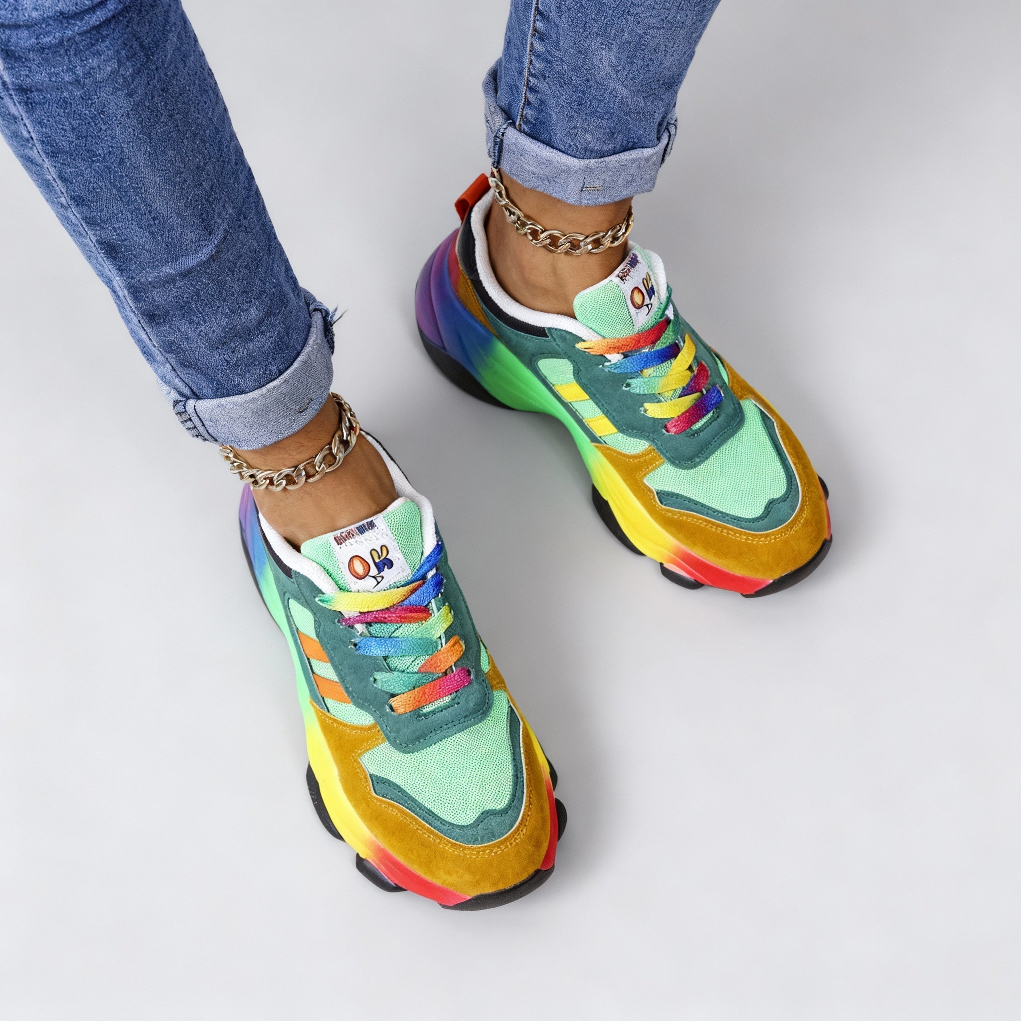 Damen Sportlich Bunte Sneaker | Plateau
