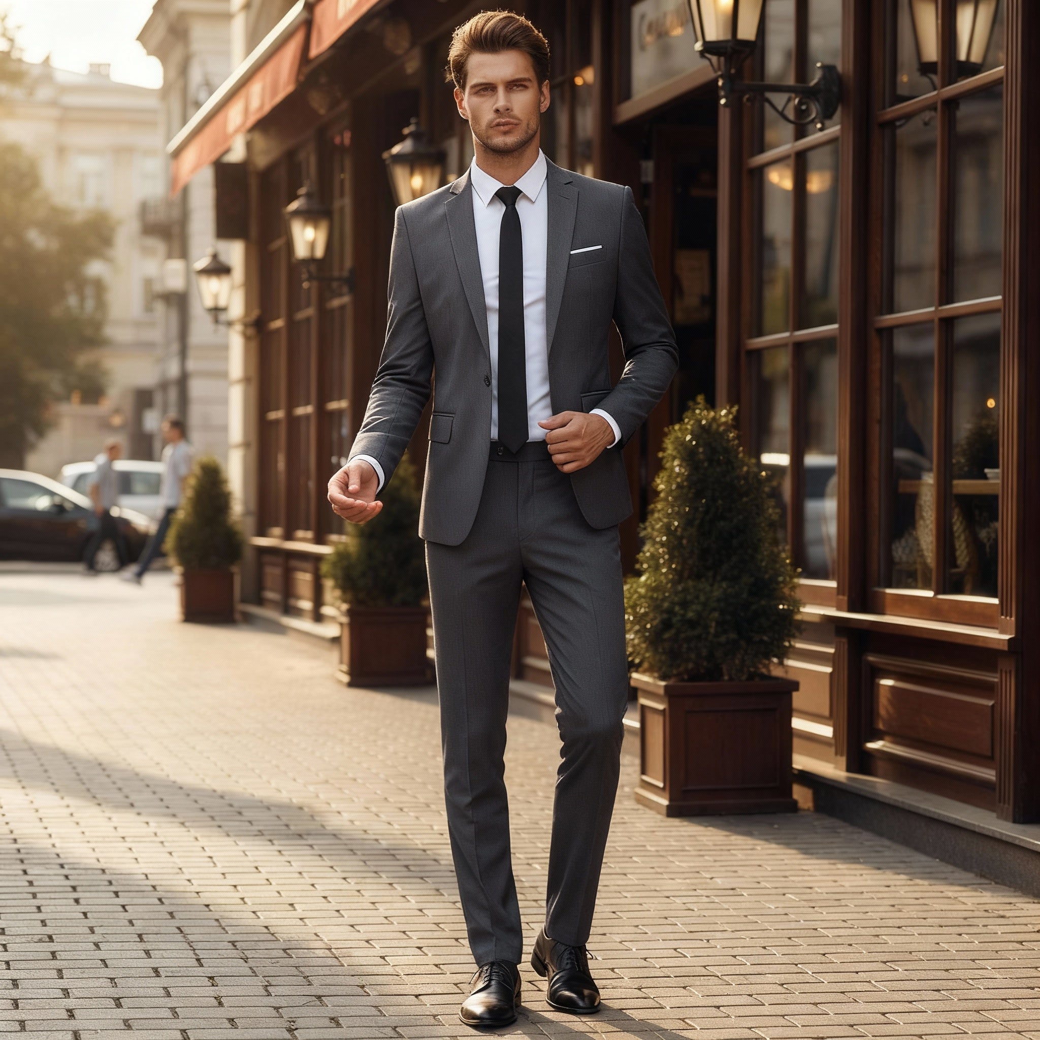 Herren Schmal Geschnitten Business Anzug | Zweiteiler