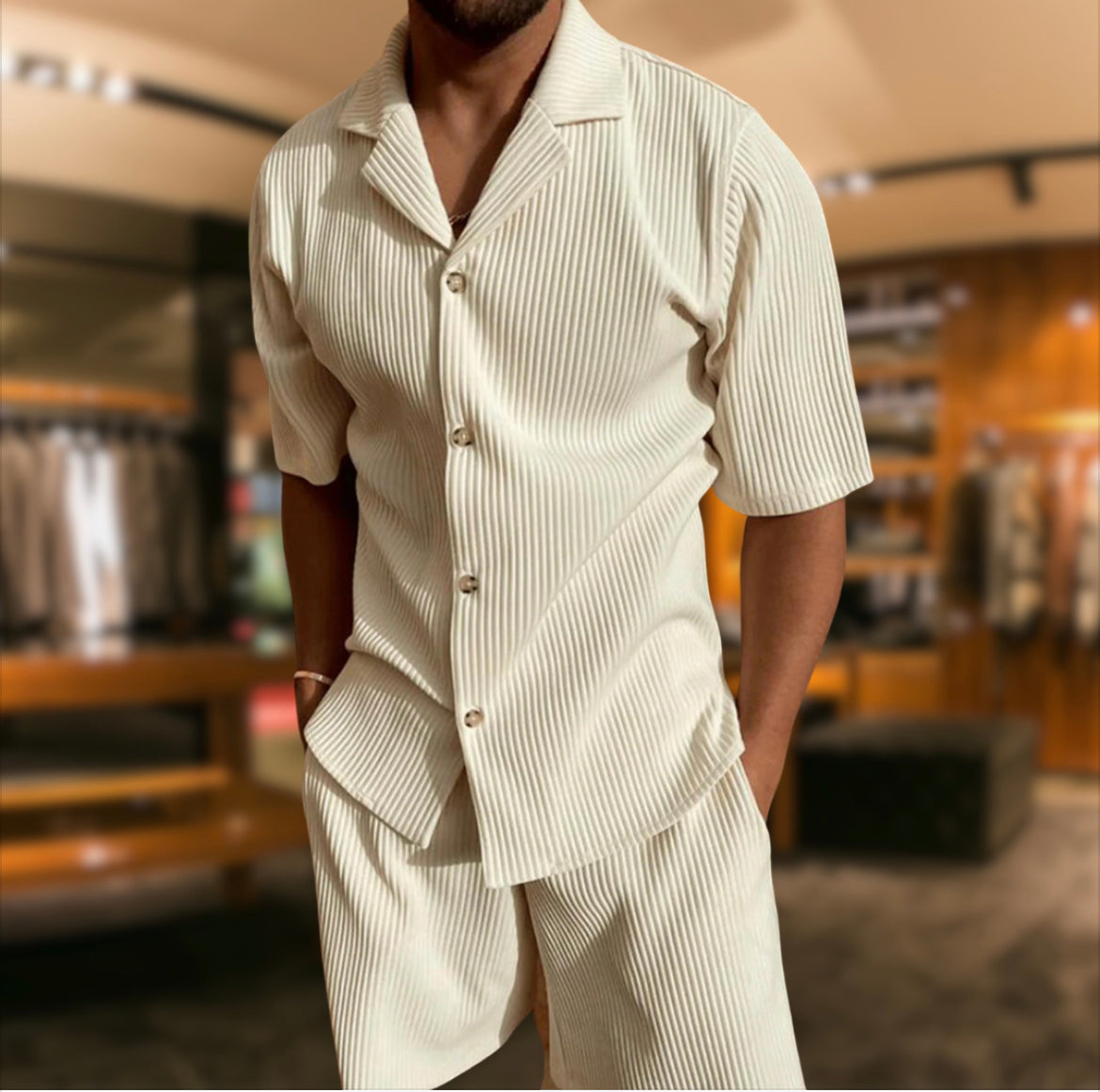 Herren Sommer Hemd und Shorts | Zweiteiliges Set