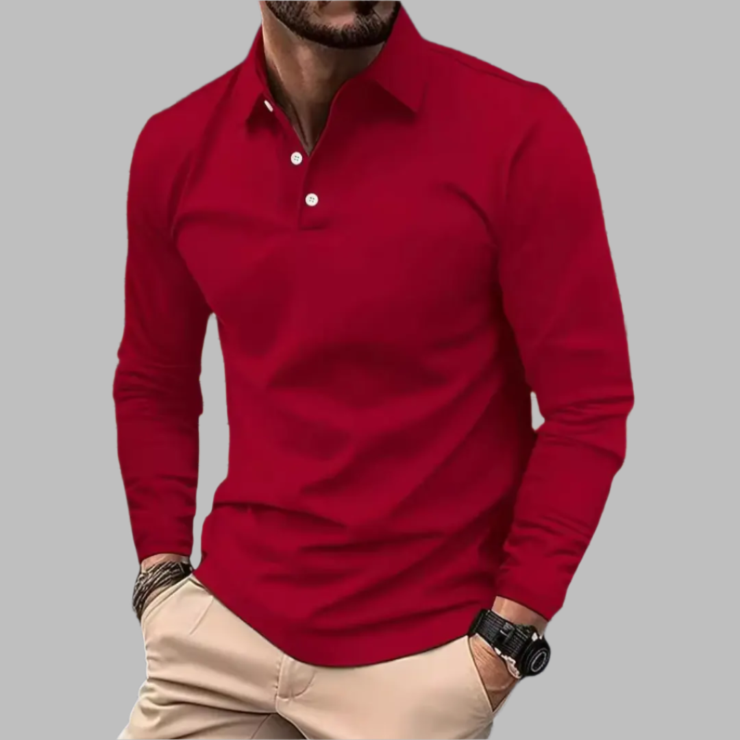 Herren Langarm Polo-Shirt | mit Knopfleiste