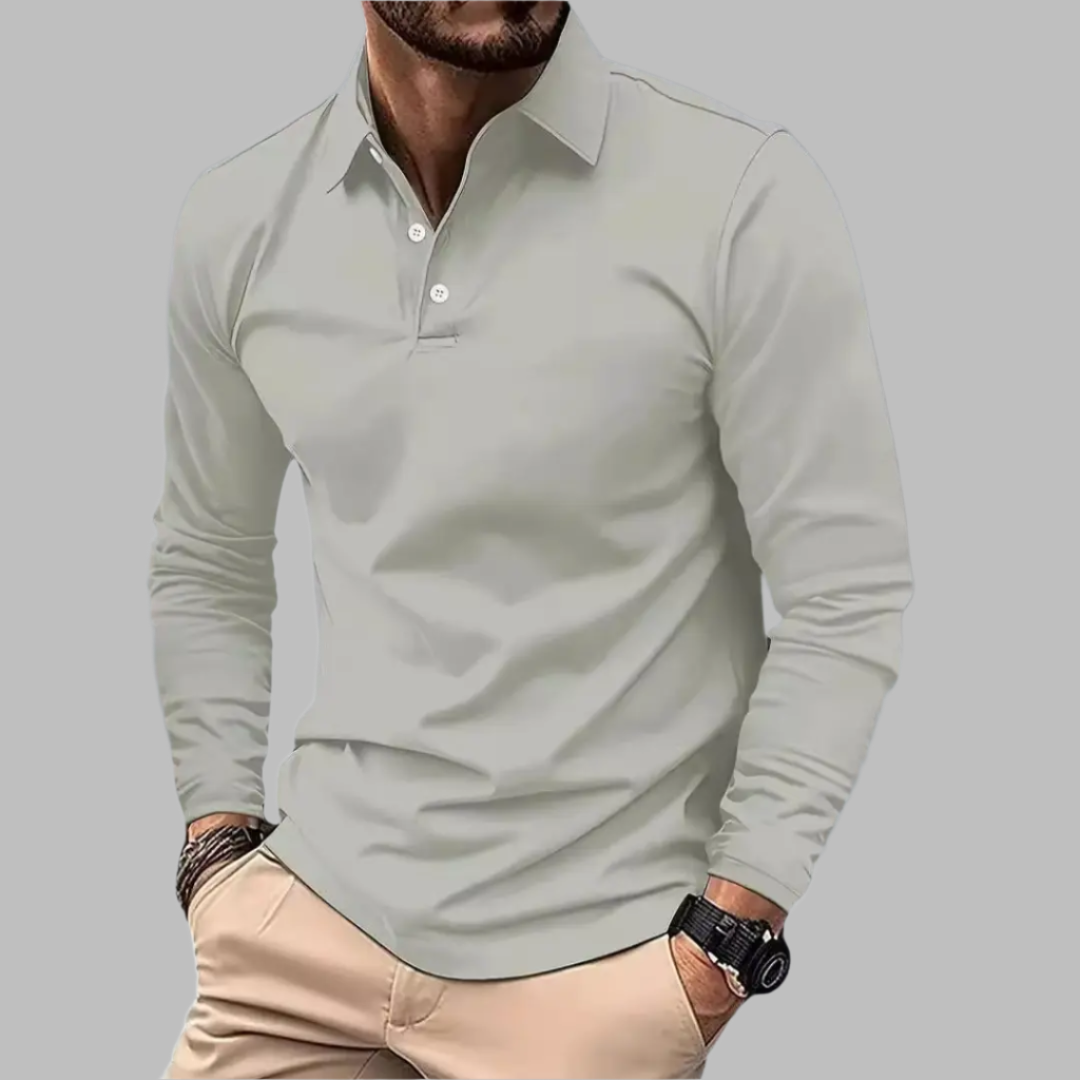 Herren Langarm Polo-Shirt | mit Knopfleiste