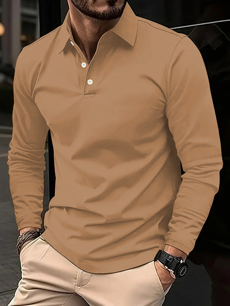 Herren Langarm Polo-Shirt | mit Knopfleiste