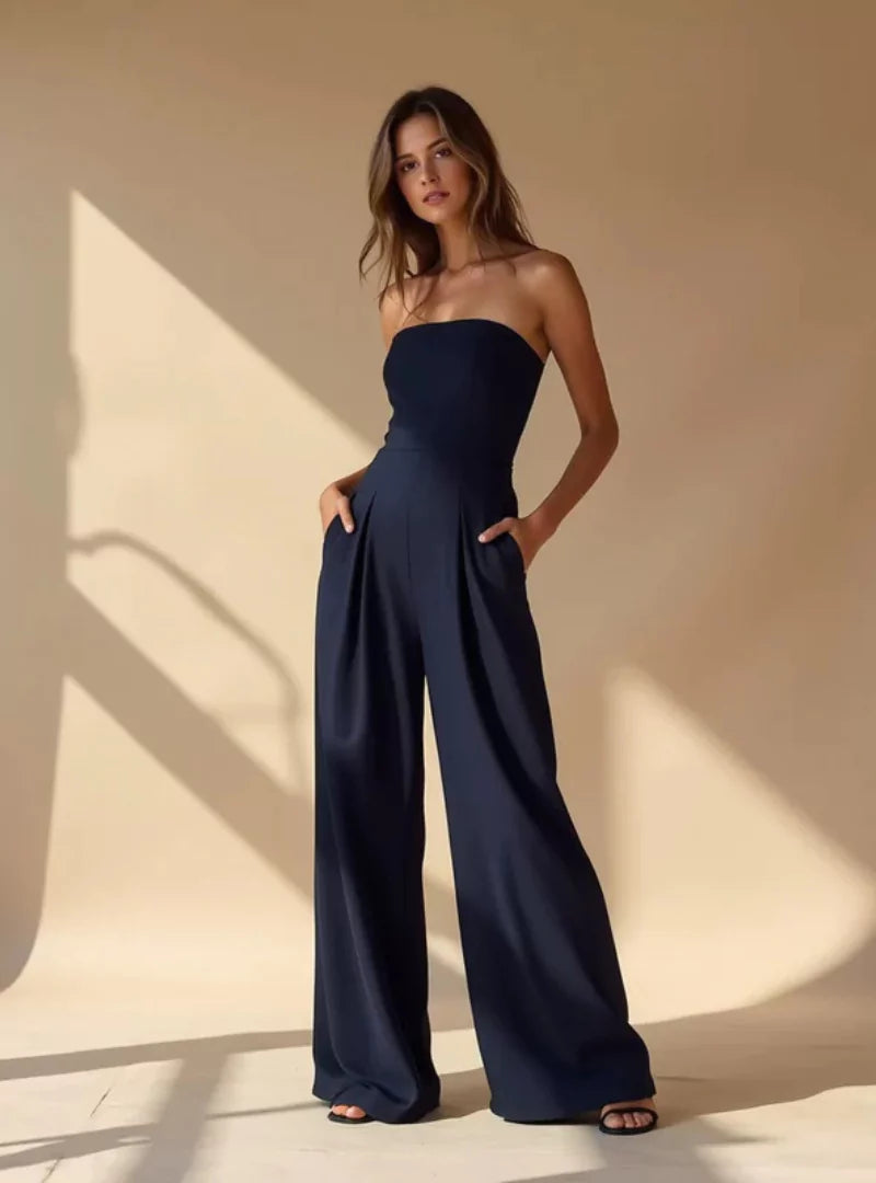 Damen Trägerlos Weitem Bein Jumpsuit | Lässig