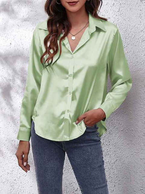 Damen Formelle Bluse mit Knopfleiste | Langarm