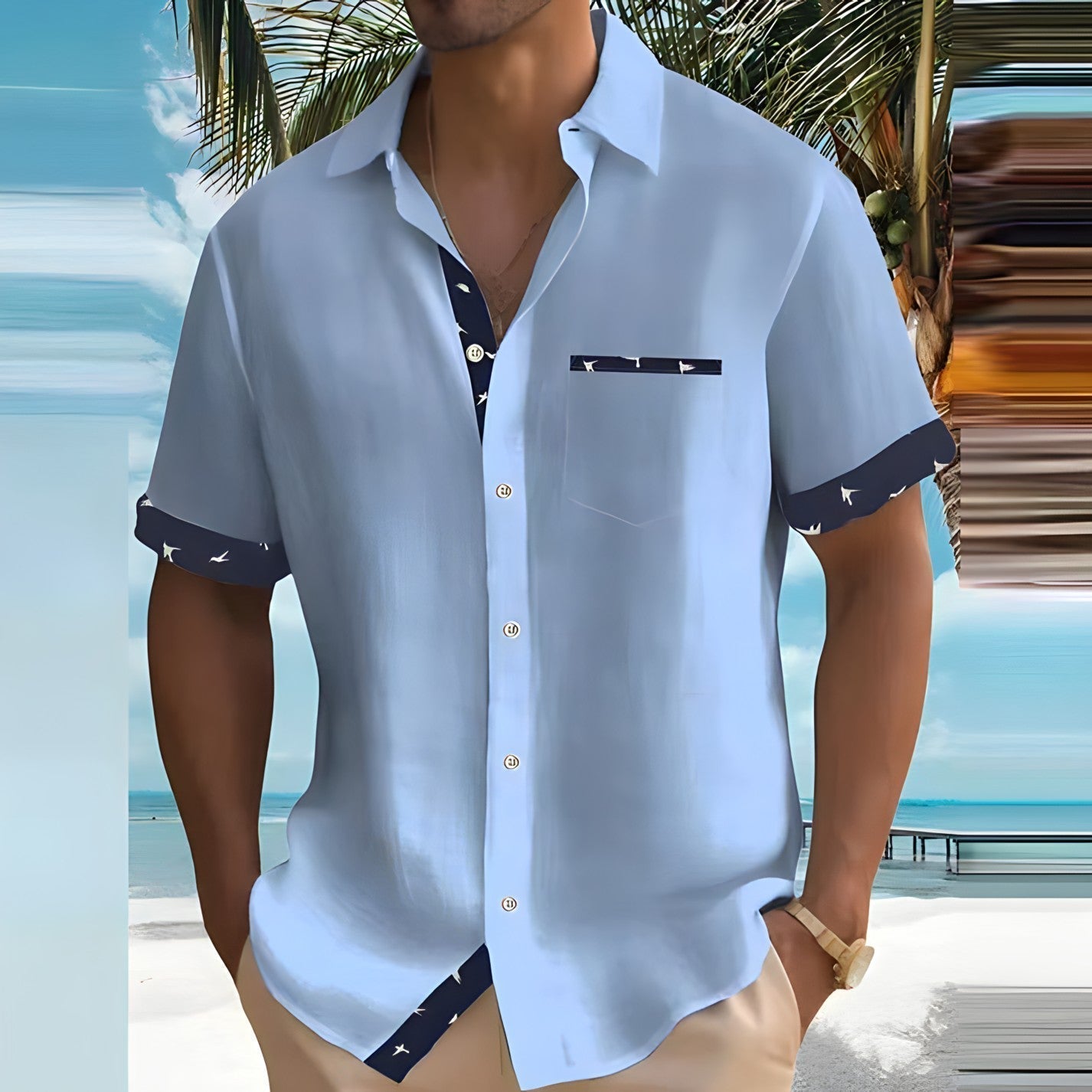 Herren Kurzarm Hemd Mit Knopfleiste | Sommer