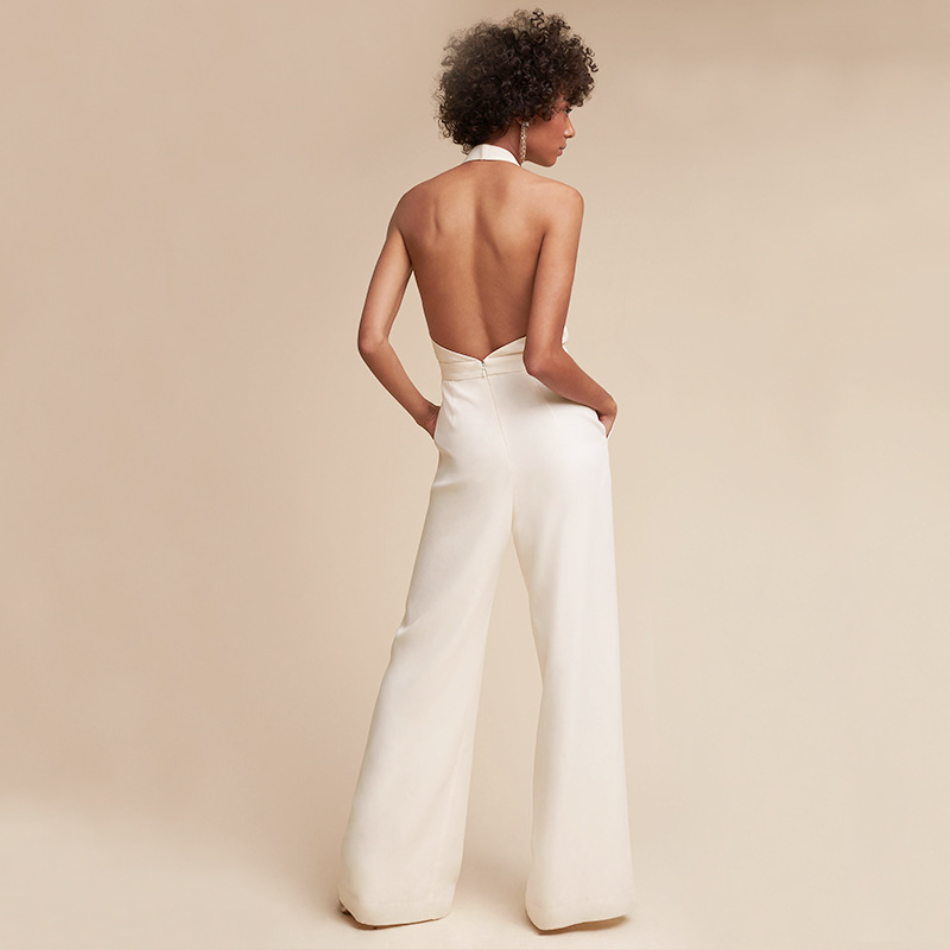 Damen Abend Neckholder Offenem Rücken Jumpsuit | Weites Bein