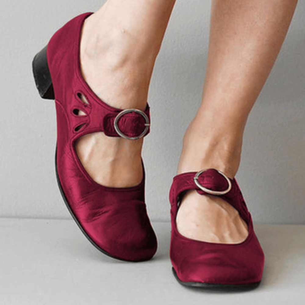 Damen Vintage Mary Jane Sandalen | Mit Niedrigem Blockabsatz