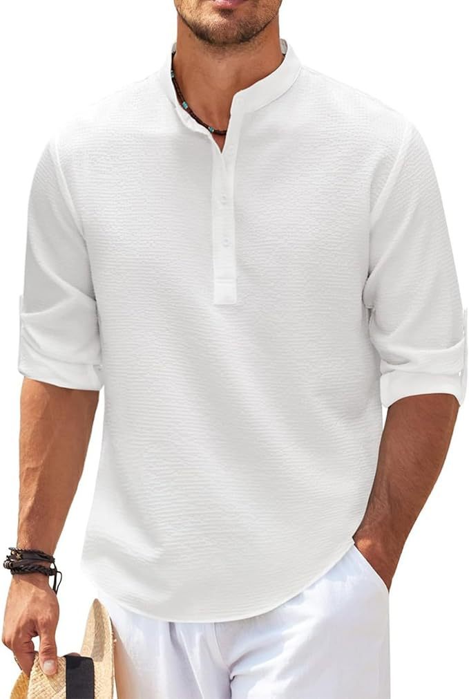 Herren Lange Ärmel Henley Hemd | Lässig