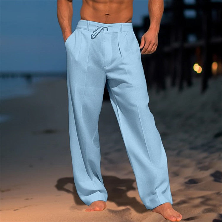 Herren Sommer Leinenhose | mit Kordelzug