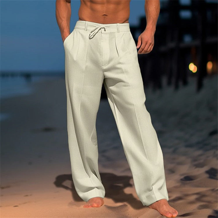 Herren Sommer Leinenhose | mit Kordelzug