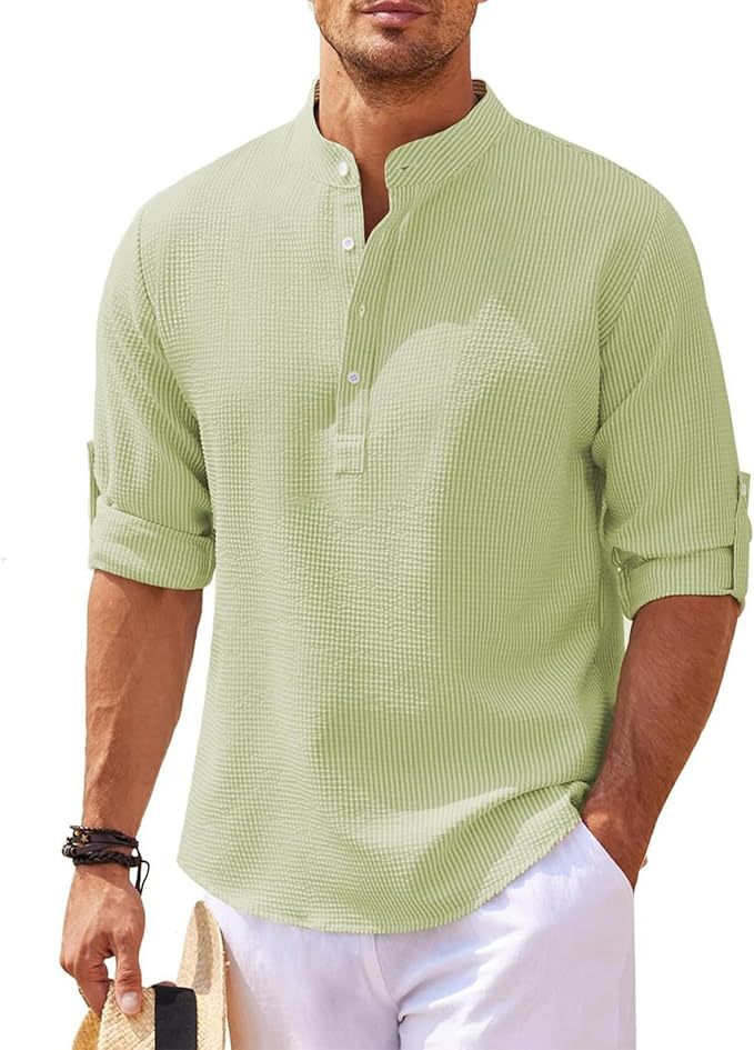 Herren Lange Ärmel Henley Hemd | Lässig