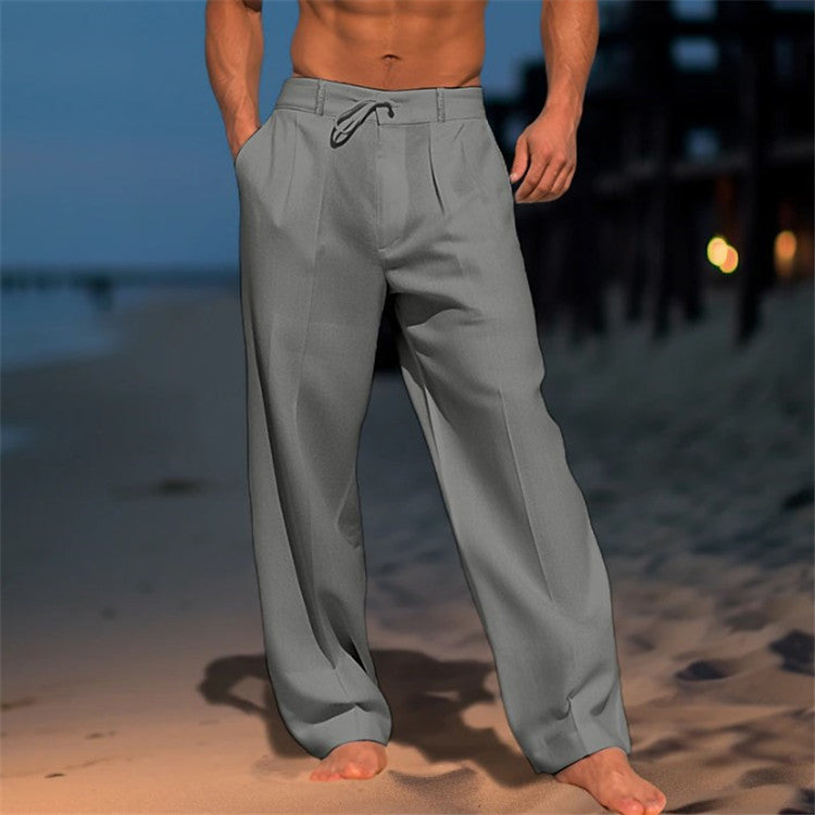 Herren Sommer Leinenhose | mit Kordelzug