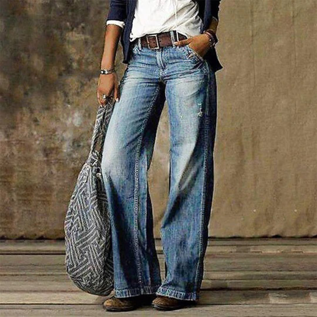 Damen Vintage Hohem Bund Jeans | Weites Bein