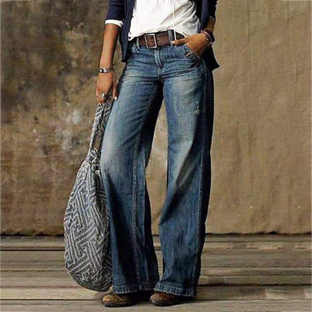 Damen Vintage Hohem Bund Jeans | Weites Bein