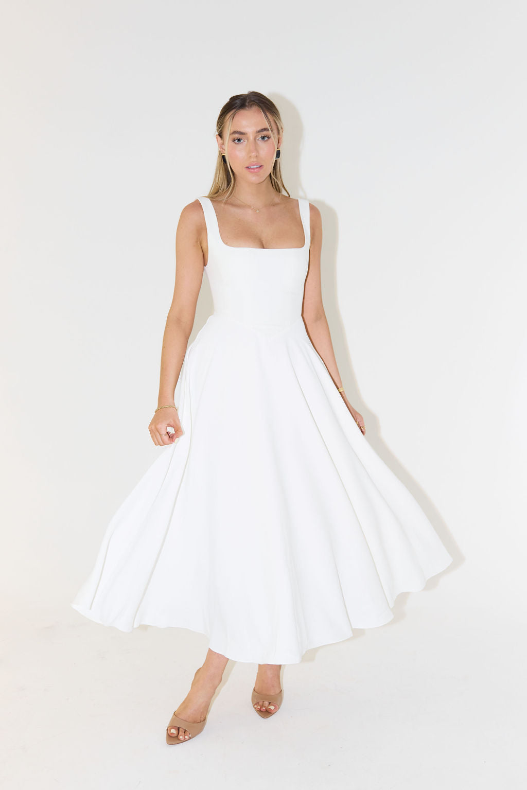 Damen A-Linien Quadratischer Hals Abendkleid | Maxi