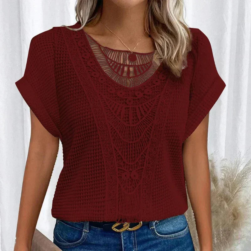 Damen Boho Sommer Top | Kurzarm