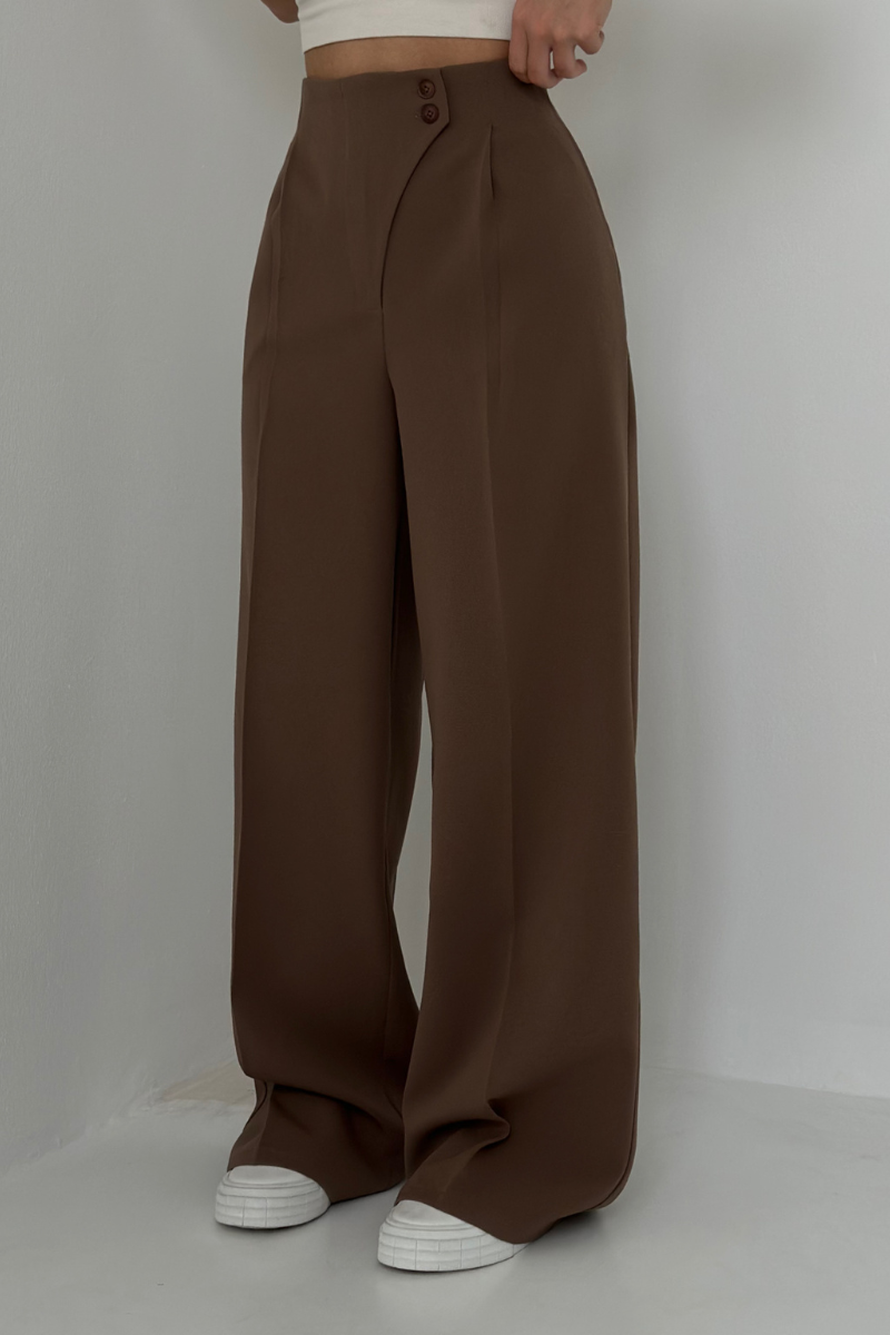 Damen Baggy Hoch Tailliert Hose | Weit Bein