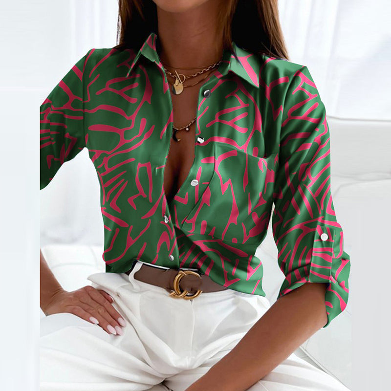 Damen Grafikprint Lässig Bluse | Langarm