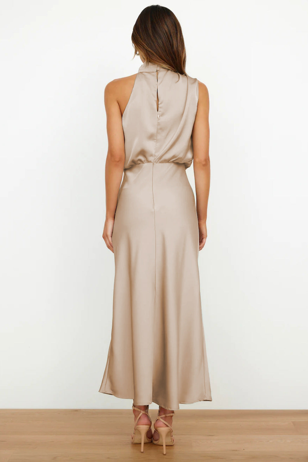 Damen Neckholder Ärmellos Abendkleid | Maxi