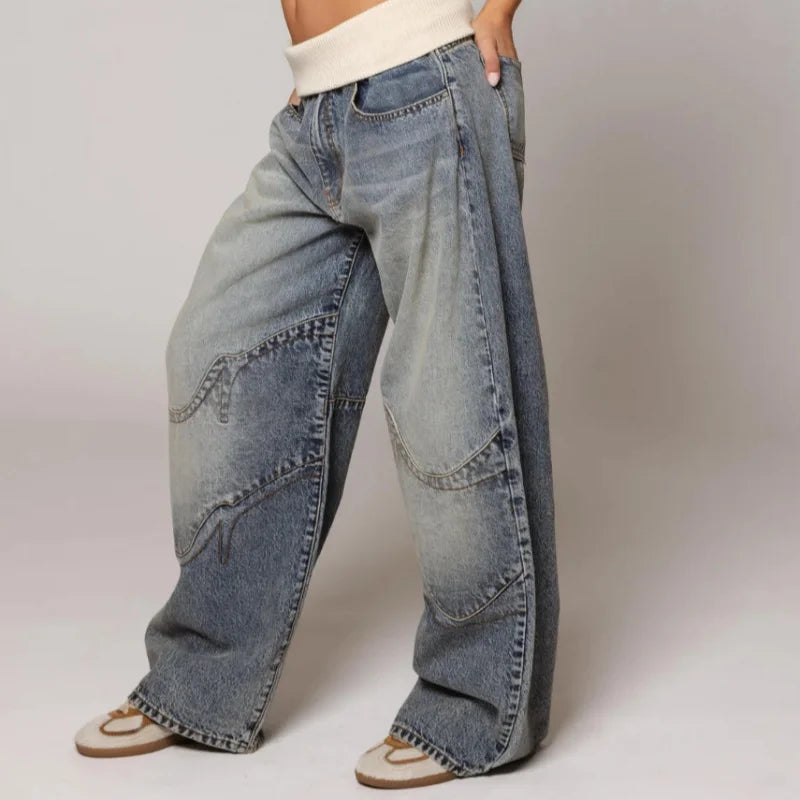 Damen Niedrigem Bund Baggy Jeans | Weitem Bein