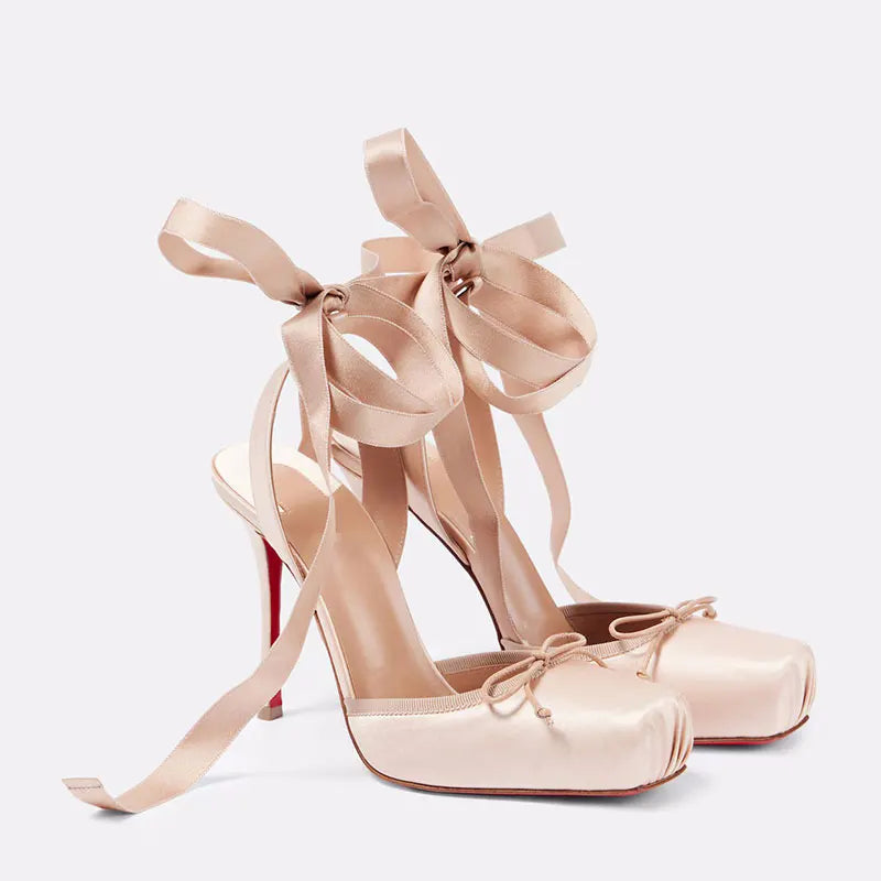 Damen Ballett Stil High Heels | Quadratische Spitze