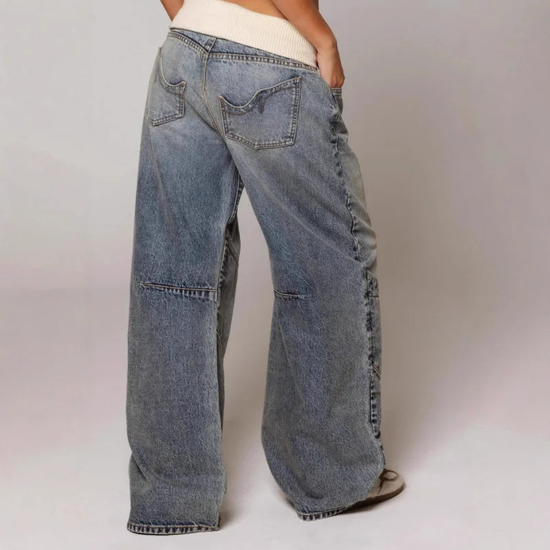 Damen Niedrigem Bund Baggy Jeans | Weitem Bein