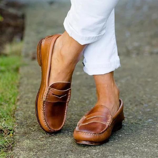 Damen Arbeits Flache Loafers | Reinschlüpfen
