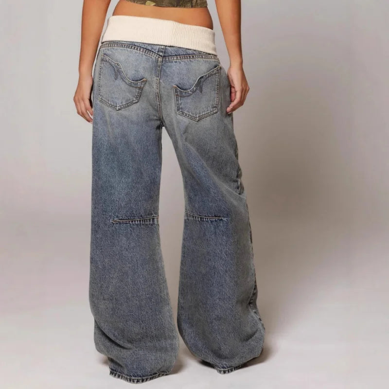 Damen Niedrigem Bund Baggy Jeans | Weitem Bein