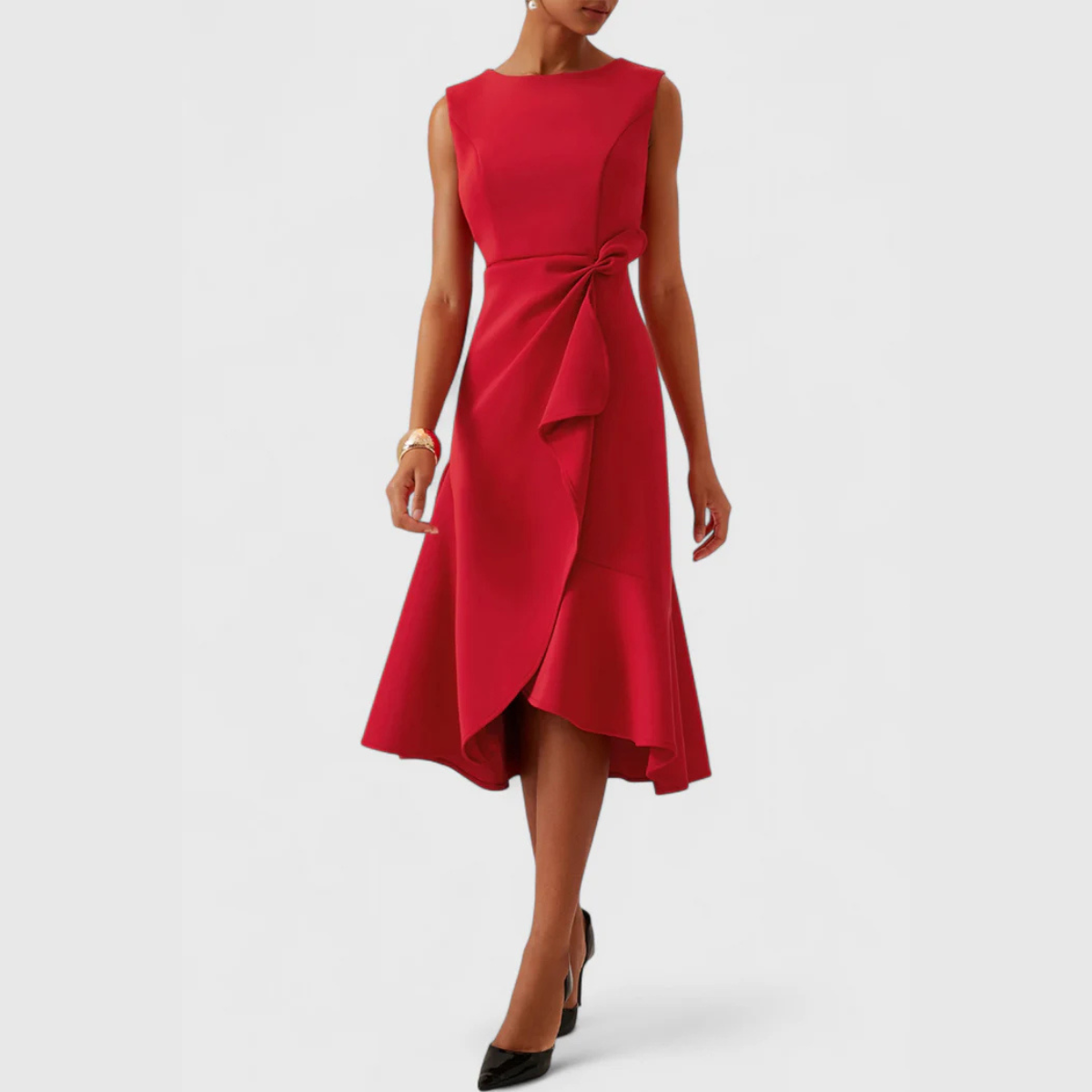 Damen Asymmetrisch Drapiertes Abendkleid | Midi