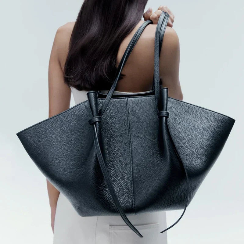 Damen Große Tote Tasche | mit Schleifendetail und Langen Henkeln