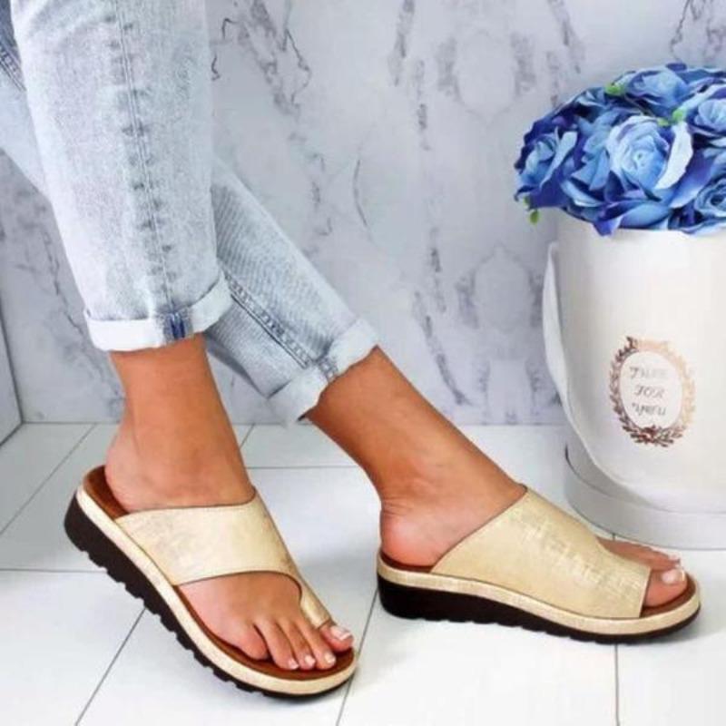 Damen Sommer Pantoletten | Flache Plateausohle