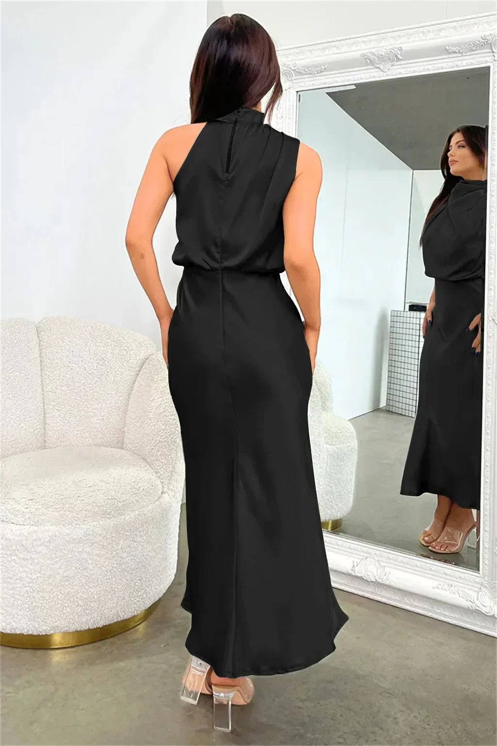 Damen Neckholder Ärmellos Abendkleid | Maxi