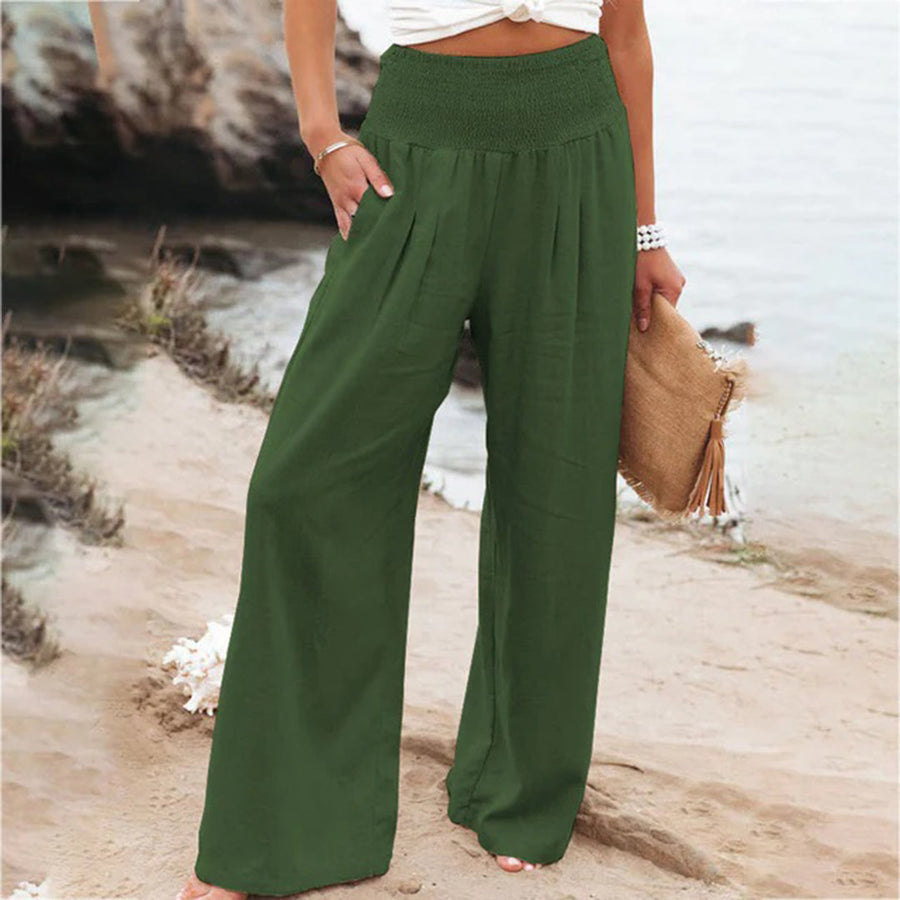 Damen Hoch Tailliert Sommerhose | Weites Bein