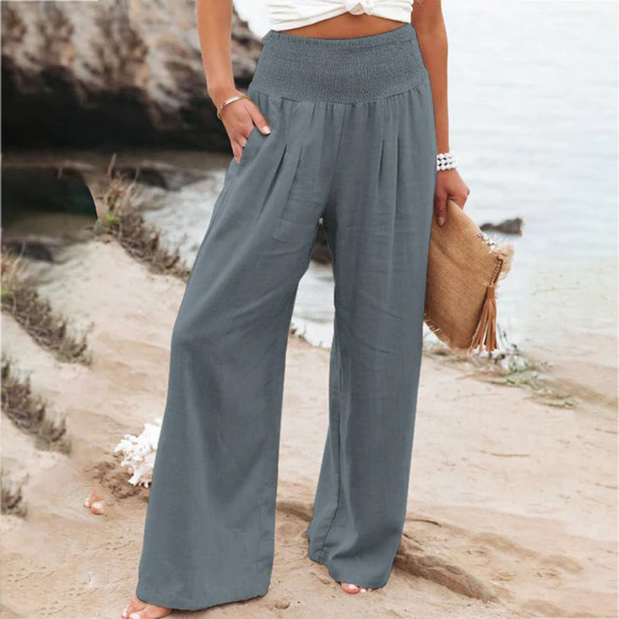 Damen Hoch Tailliert Sommerhose | Weites Bein