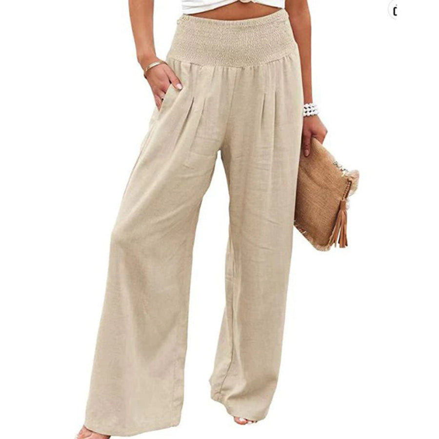 Damen Hoch Tailliert Sommerhose | Weites Bein