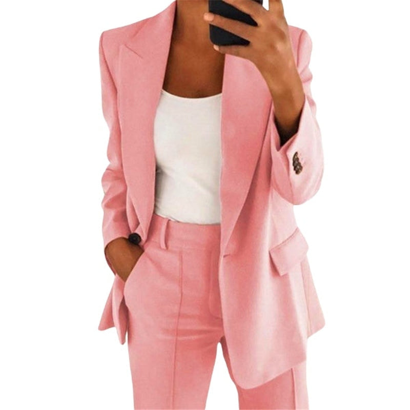 Damen Zweiteiliger Business Hosenanzug | Langärmliger Blazer und Hose