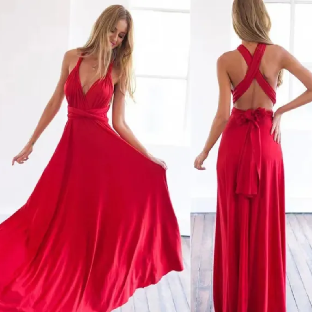 Damen Wickel-Abendkleid | Maxi
