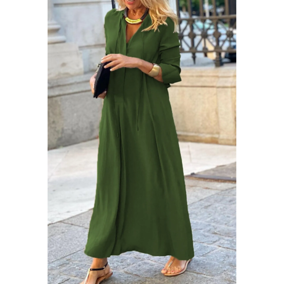 Damen V-Ausschnitt Langen Ärmeln Abendkleid | Maxi