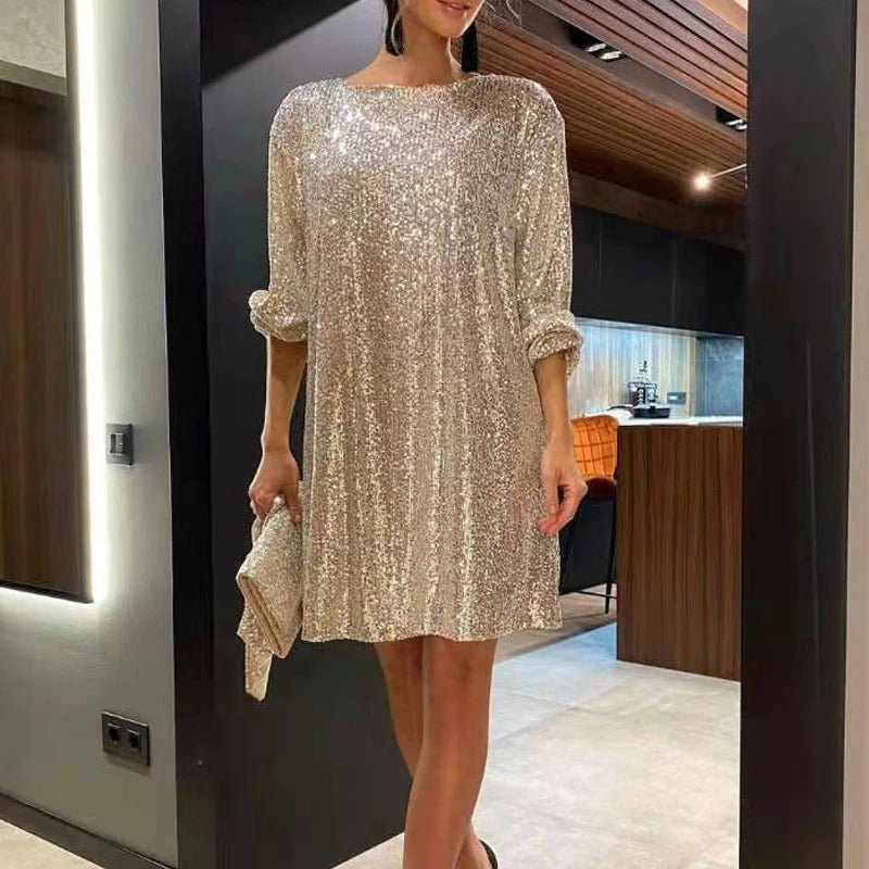 Damen Mini Festliches Kleid | Langarm