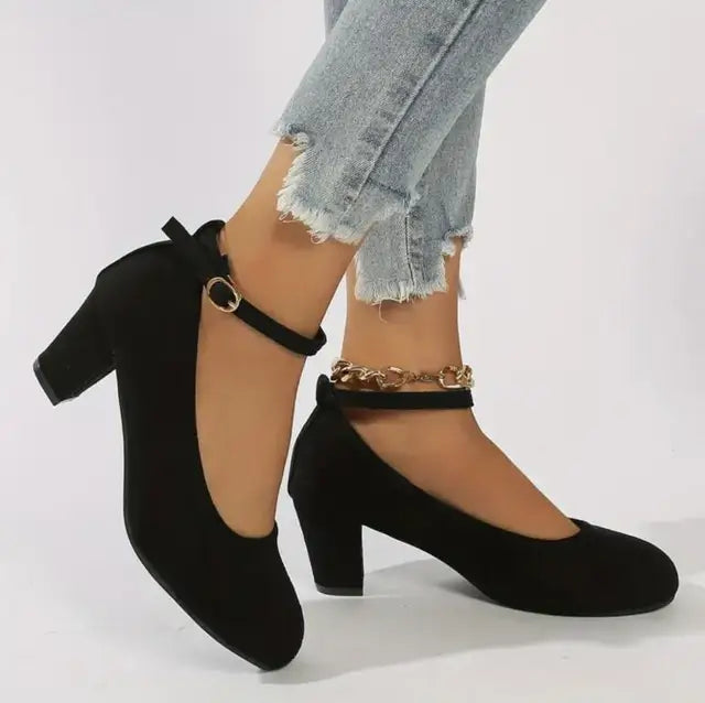 Damen Knöchelriemen Mary-Jane-Schuhe | mit Klobigen Absätzen