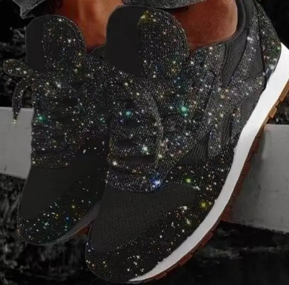 Damen Lässige Glitzer-Sneaker | Schnürverschluss