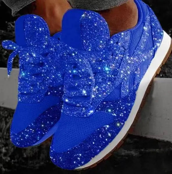 Damen Lässige Glitzer-Sneaker | Schnürverschluss