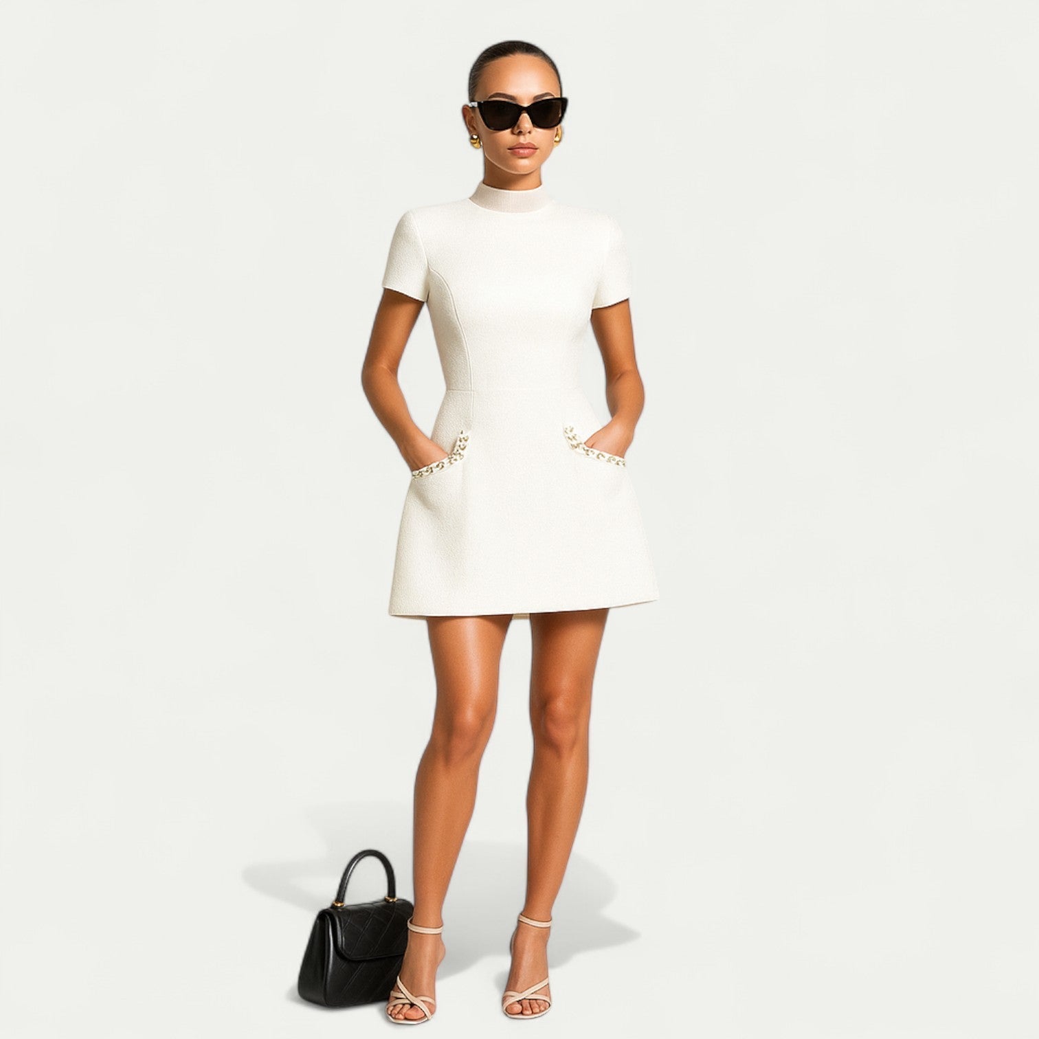 Damen Elegant Mini Kleid | Kurzarm