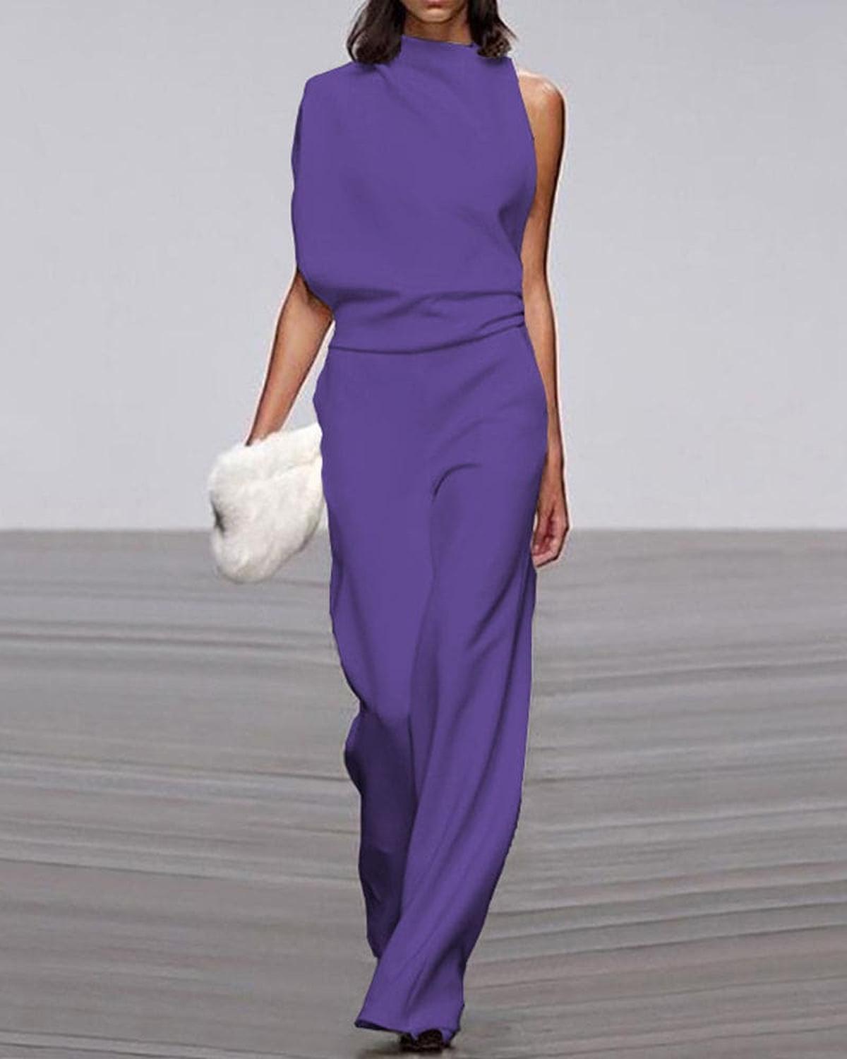 Damen Formell Ein Schulter Jumpsuit | Weitem Bein
