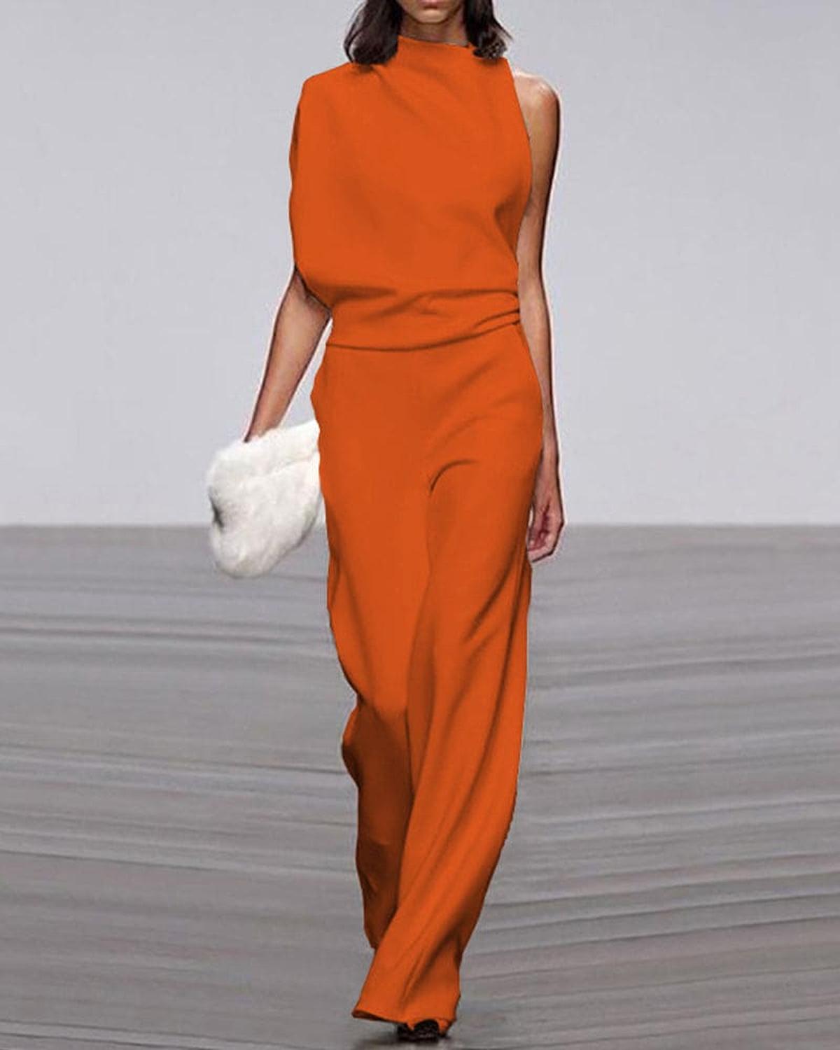 Damen Formell Ein Schulter Jumpsuit | Weitem Bein