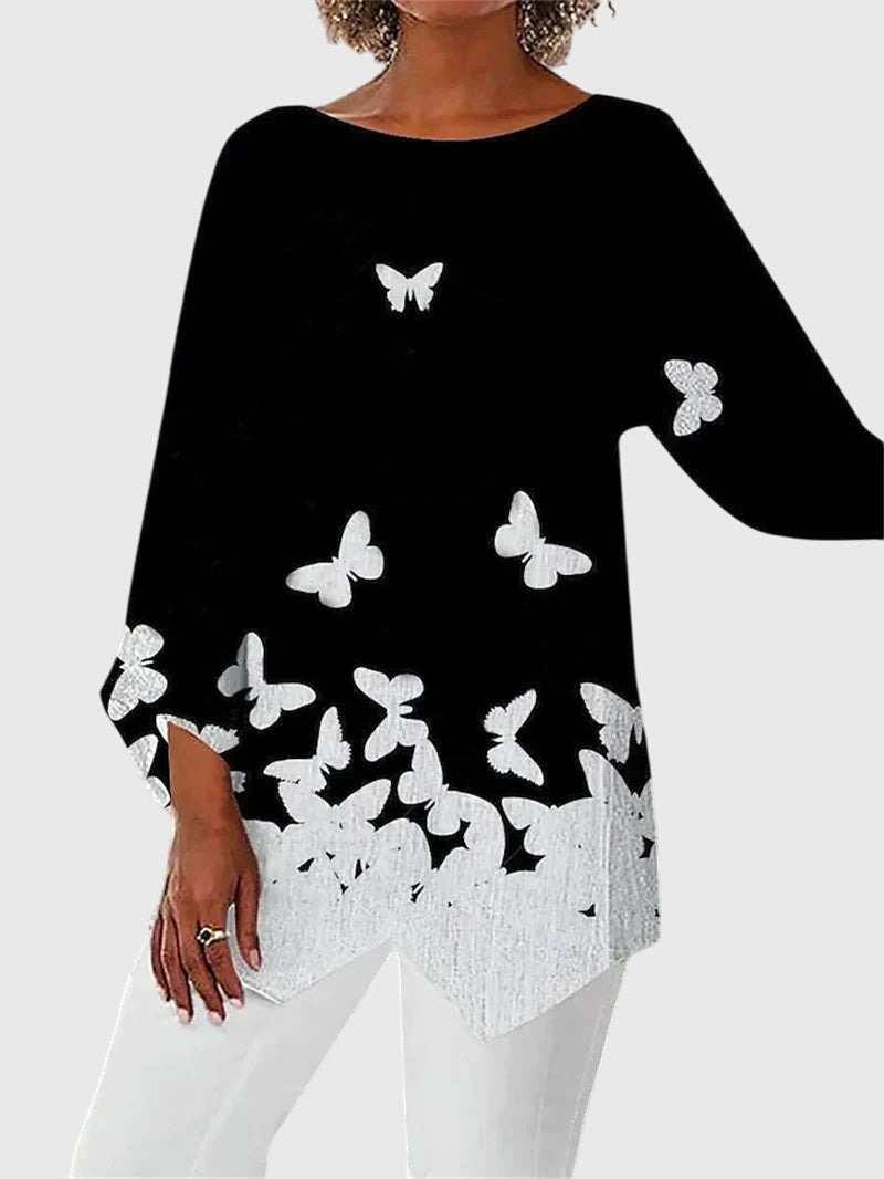 Damen Lässiges Langarm Top | Lockere Passform
