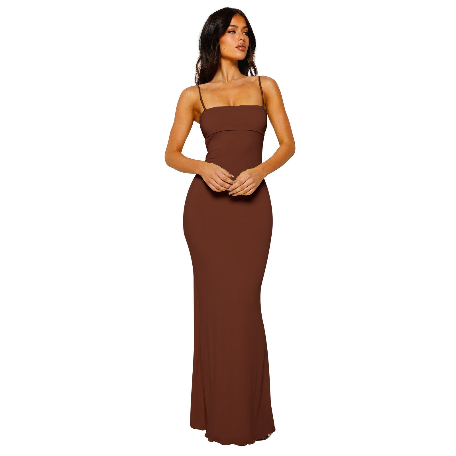 Damen Quadratischer Hals Abendkleid | Maxi