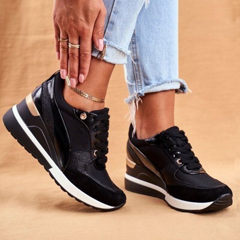 Damen Modischer Keilabsatz Sneaker | Zum Schnüren