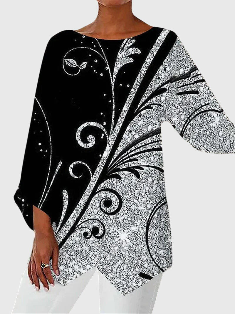 Damen Lässiges Langarm Top | Lockere Passform