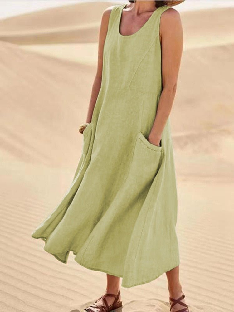 Damen Ärmellos Sommerkleid | Maxi